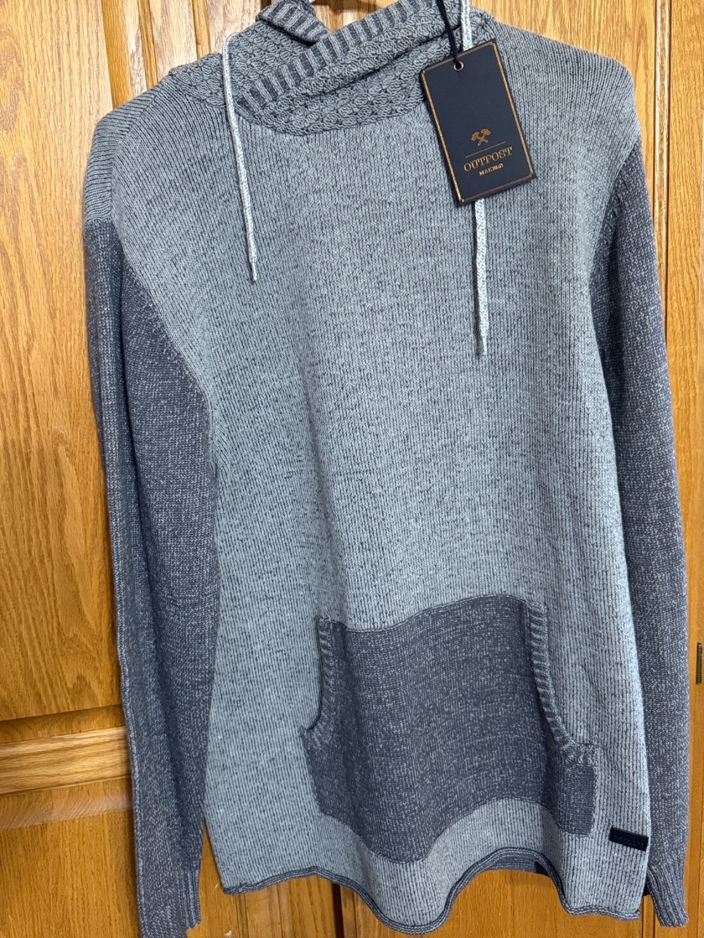 Buckle Men’s Two-Tone Gray Crewneck Hoodie Sweater